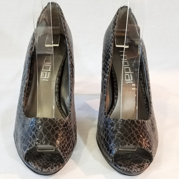 MODA Spana Snake-Look Leather Peep-Toe Heels - Picture 4 of 7